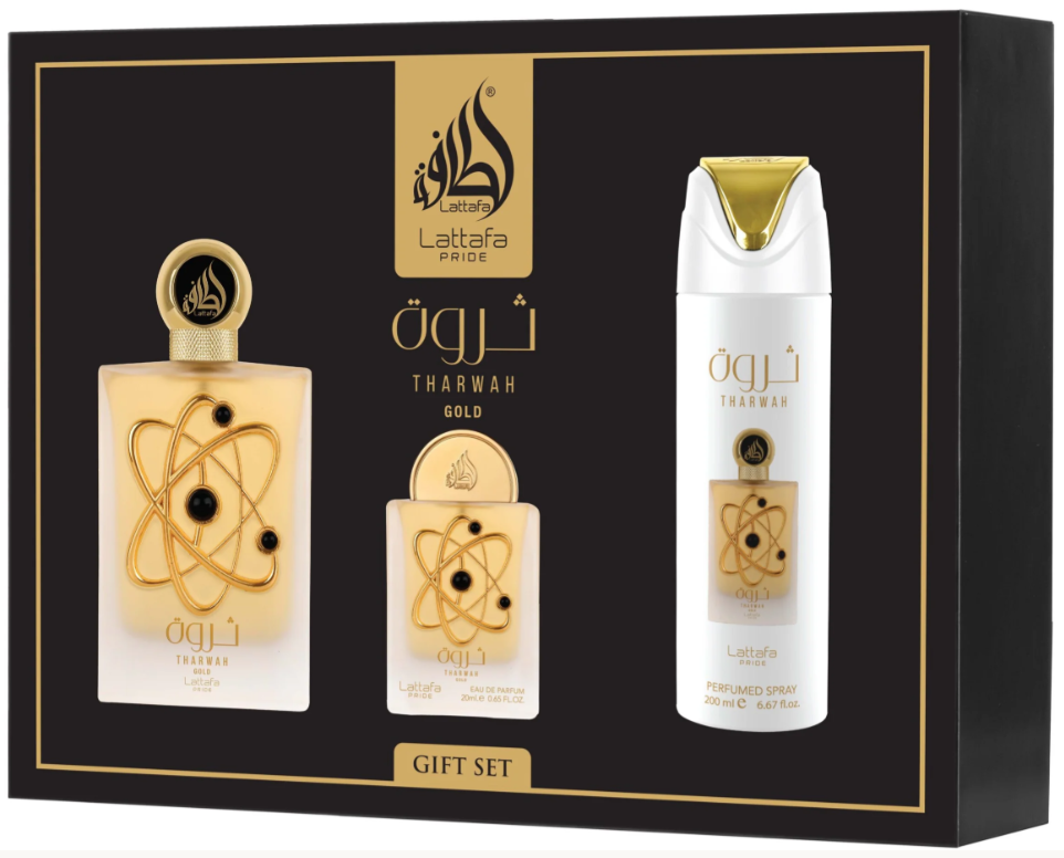 Set Regalo Tharwah Gold Lattafa Pride